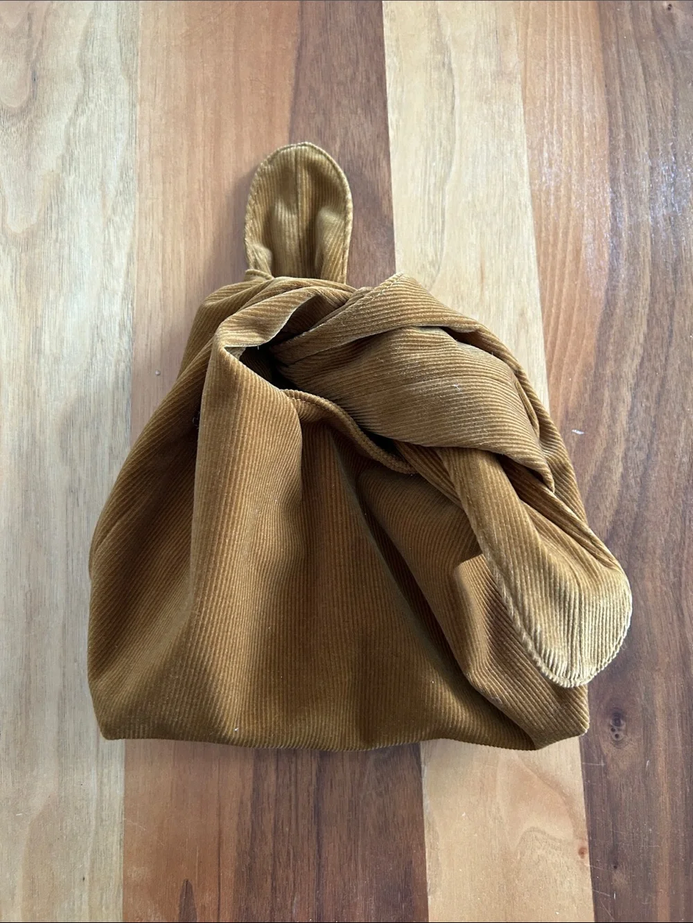 Merit Corduroy Knot Tote in Mustard Brown